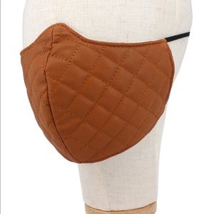 Quilted Faux Leather Face Mask with Filter Pocket